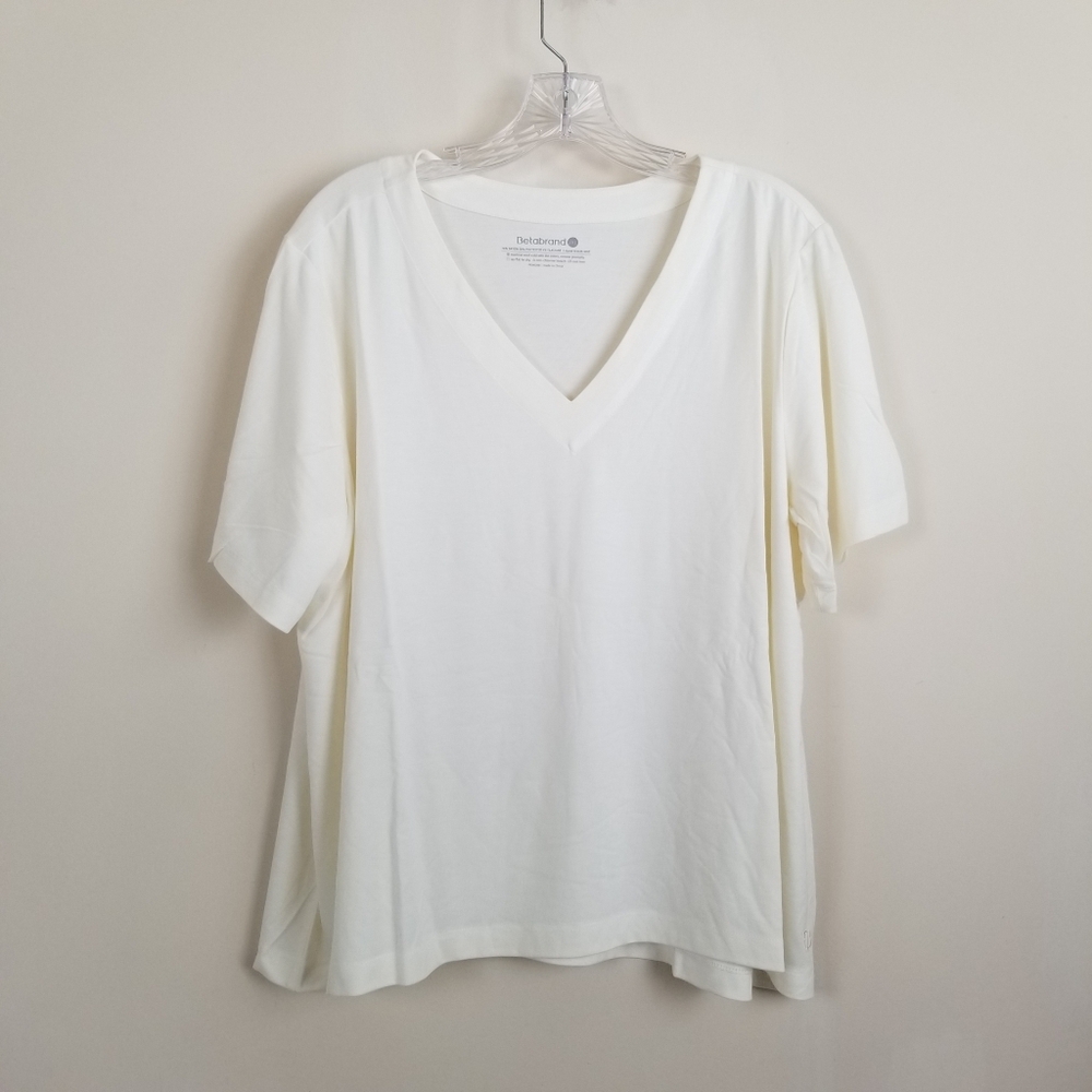Betabrand Essential Short Sleeve V-Neck Top Shirt 2XL New
